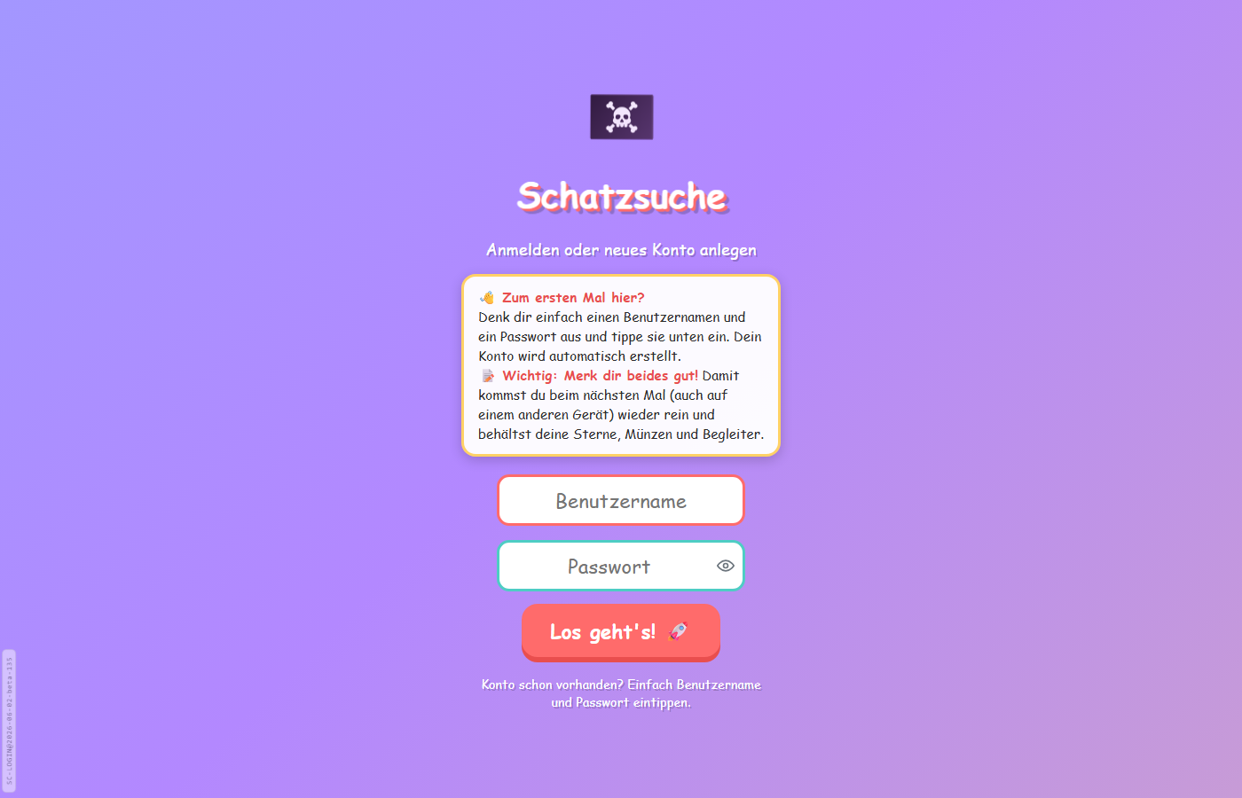Login-Bildschirm mit Namen- und Passwort-Feld