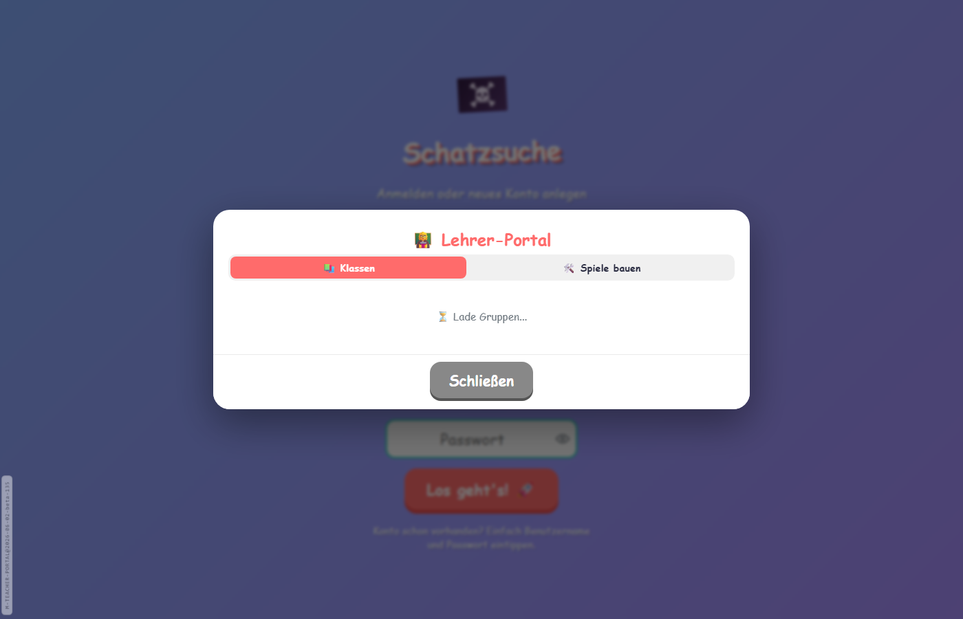 Lehrer-Portal mit Klassen-Tab
